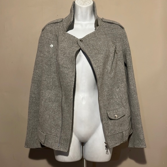 THEORY TRALSMIN DF NEW DIVIDE Gray Wool/Cashmere Moto Jacket S/ Read description - Picture 3 of 16